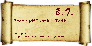 Breznyánszky Teó névjegykártya
